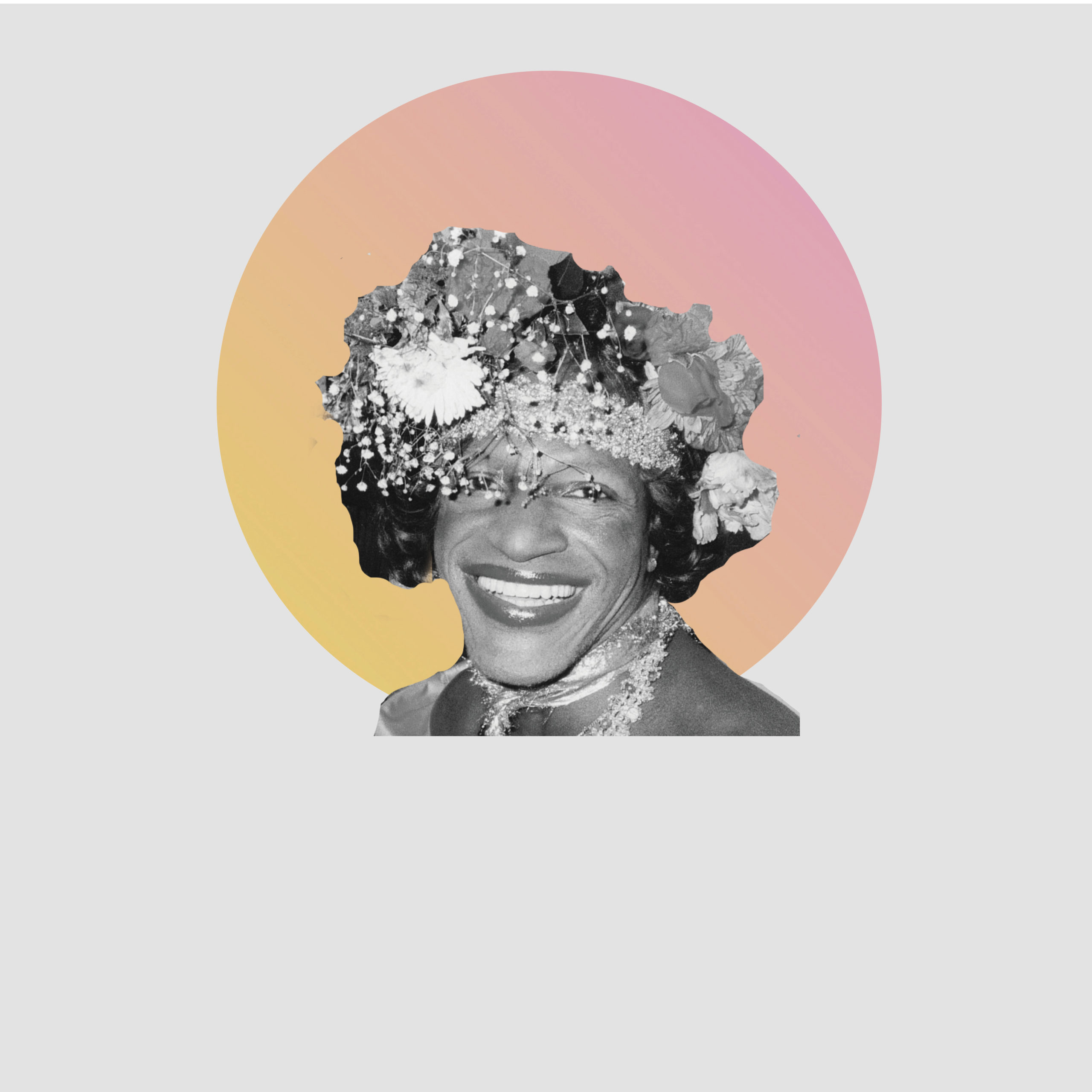 Picture of Marsha P. Johnson on a gray background.