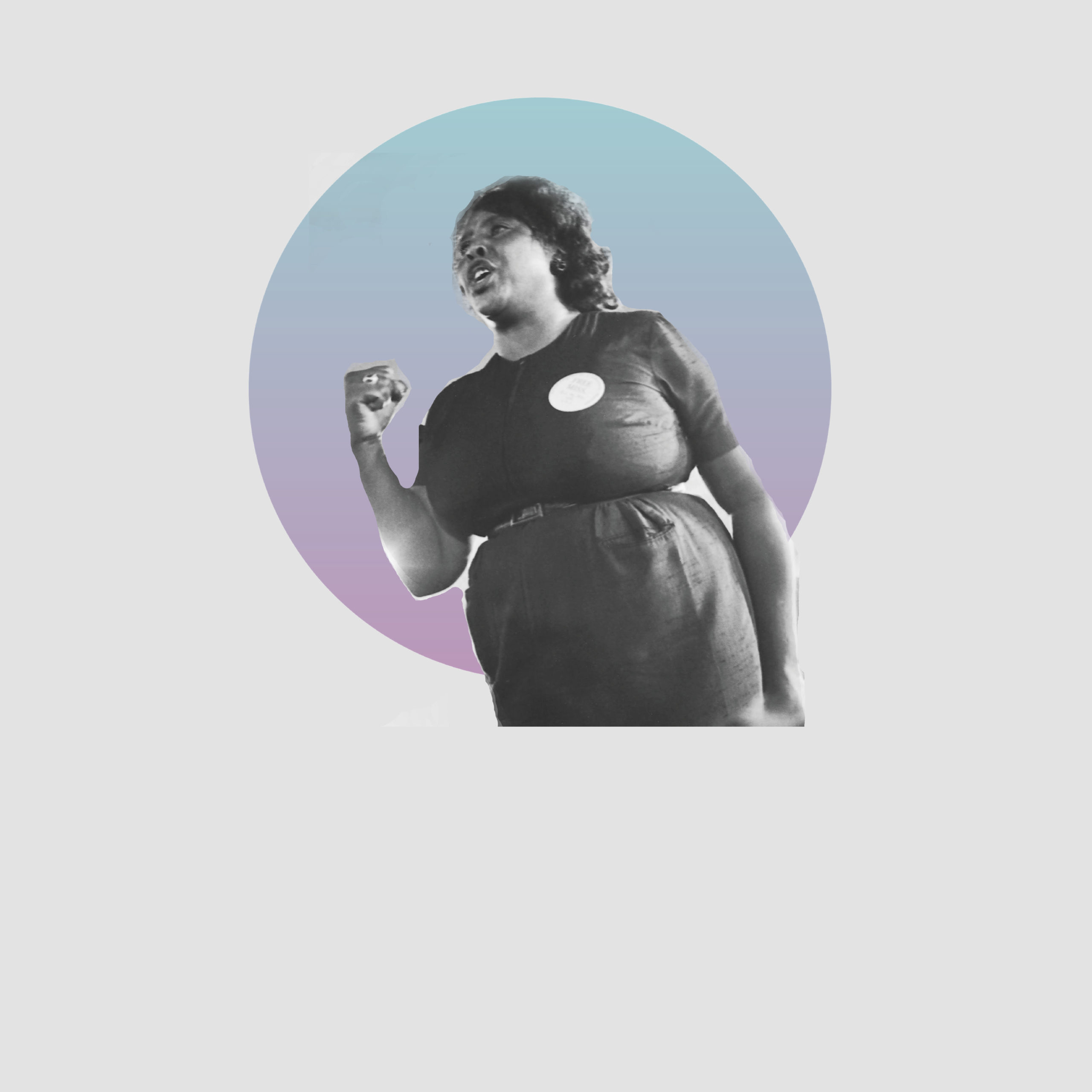 Picture of Fannie Lou Hamer on a gray background.